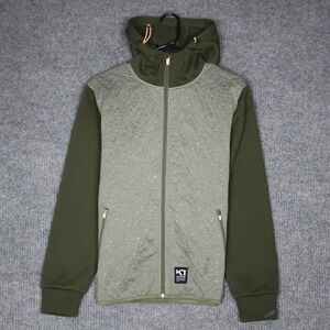 Kari Traa Full Zip Quilted Hooded Jacket‎ Womens L G Green Soft Cushion Shell